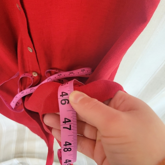 Vintage‎ Talbots Linen Blend Button Front Midi Dress Red Size 6 Petite Lagenlook - Picture 8 of 10